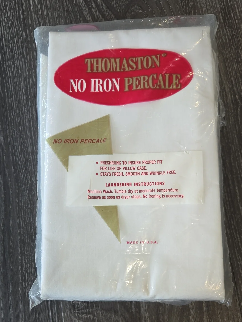 Vintsge Thomaston Mills Fabrics No Iron Percale Pillow Cases - White